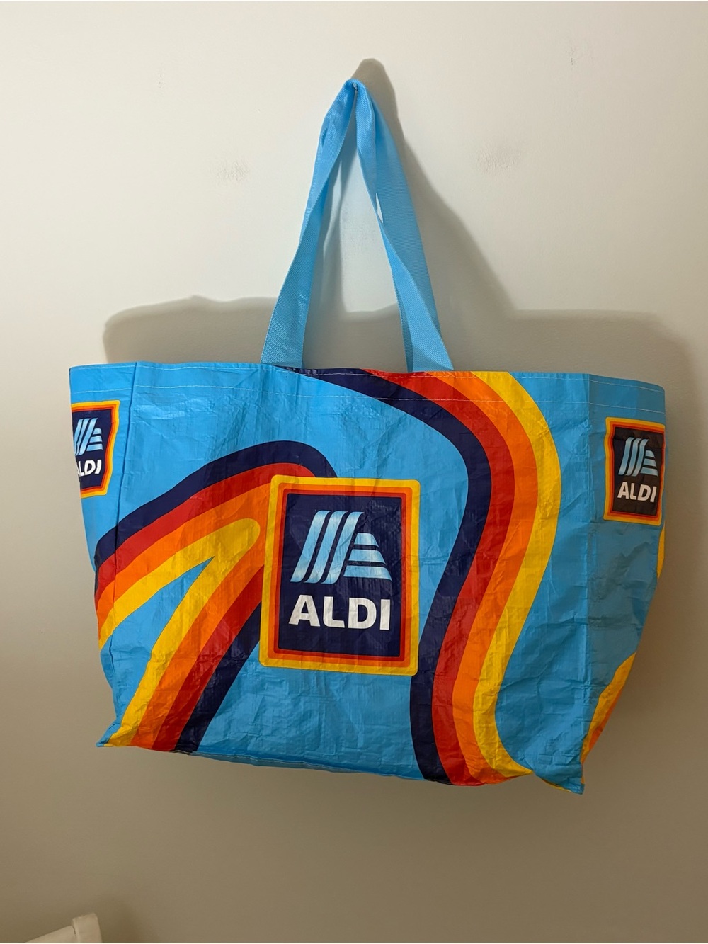 ALDI Blue Reusable Grocery Tote Bag 17” X 14” basic